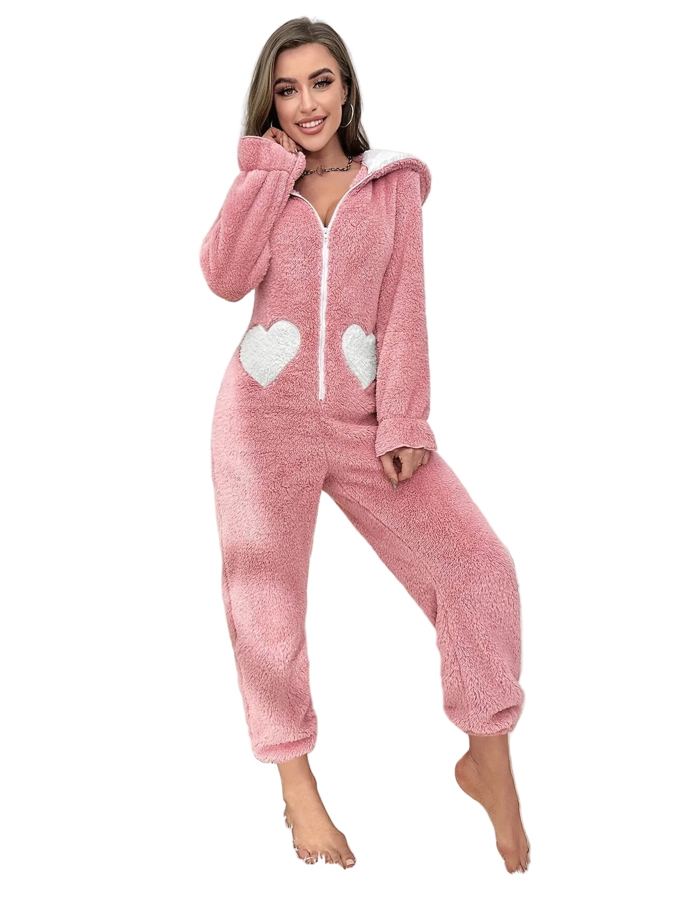 Dam Onesie med Kaninhuva för Höst och Vinter 4
