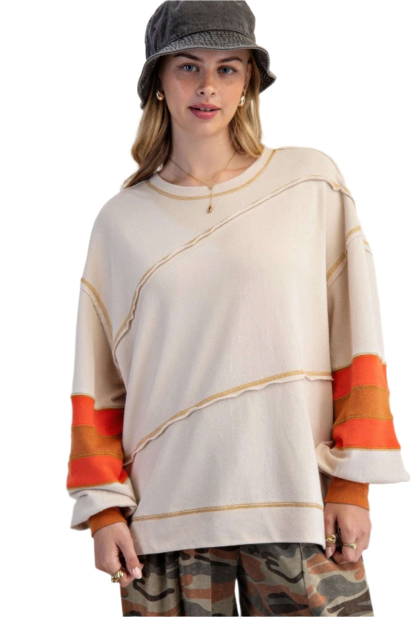 Dam Pullover Broderad Färgmix 100% Bomull 0