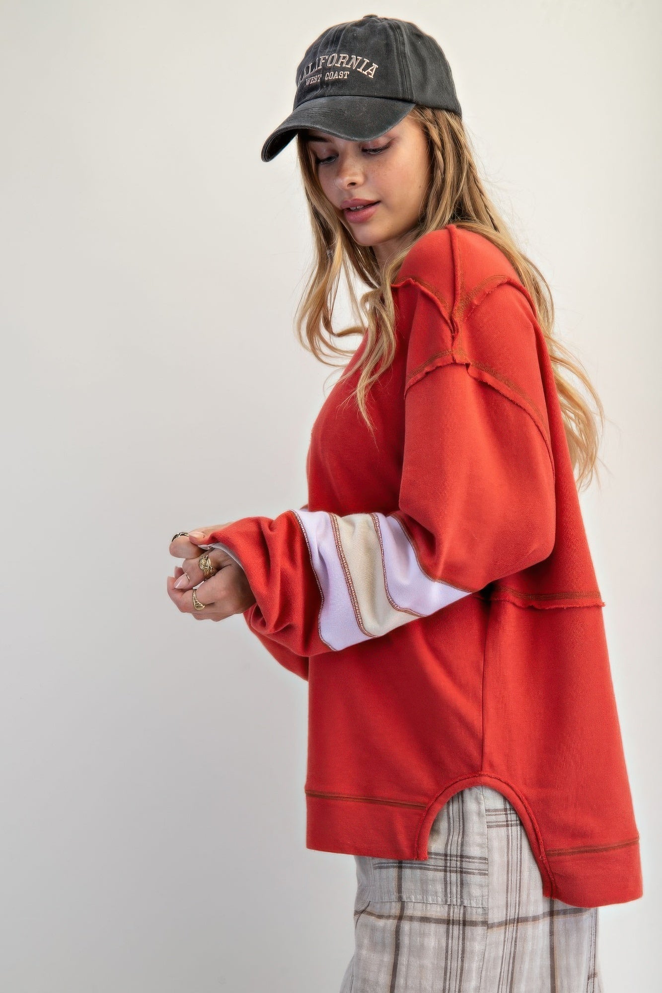 Dam Pullover Broderad Färgmix Bomull 3