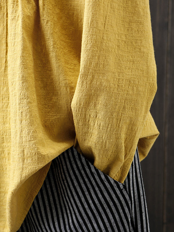 Dam Topp Långärmad Rund Hals Bomull och Linne 2