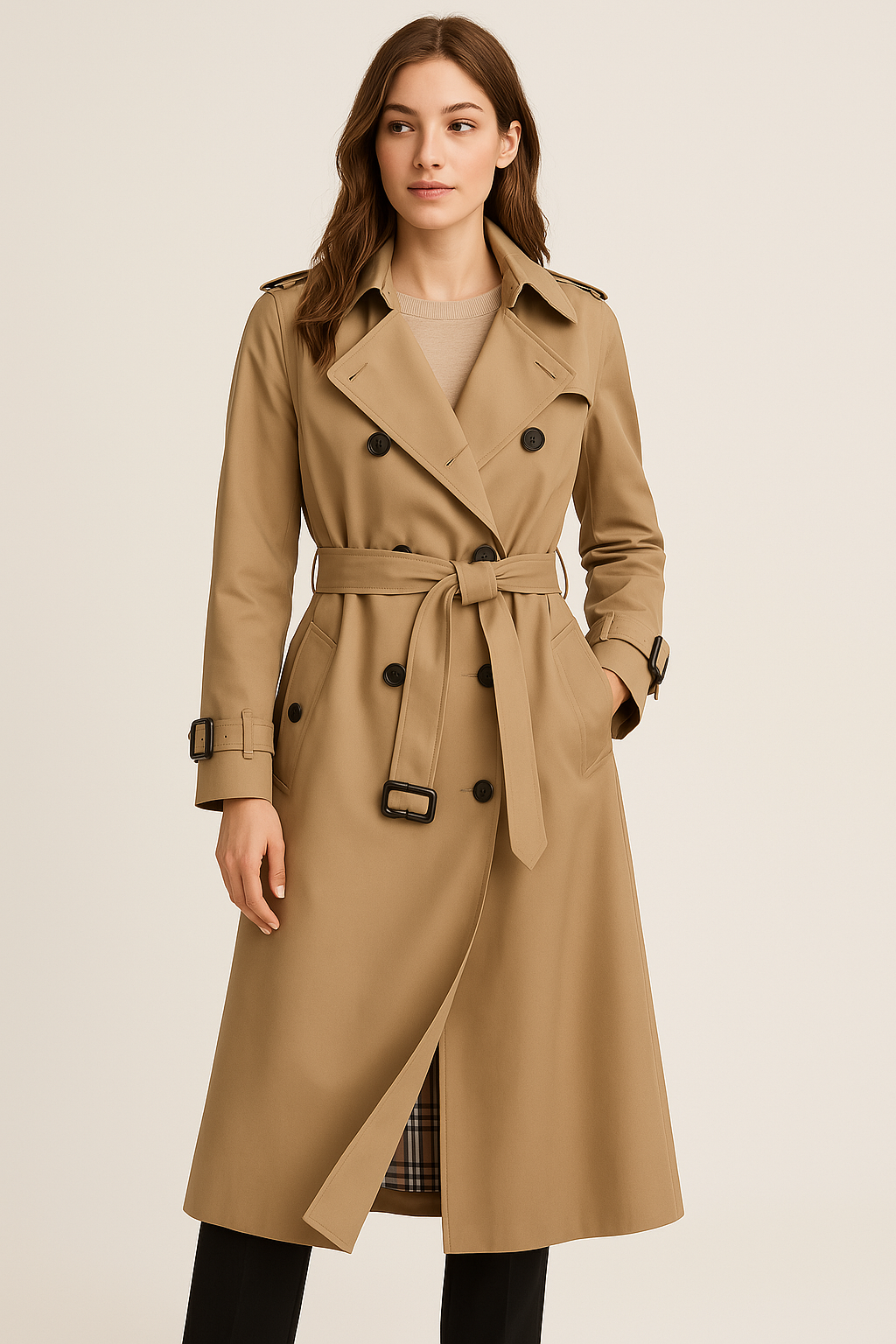Dam Trenchcoat Dubbla Knappar 2