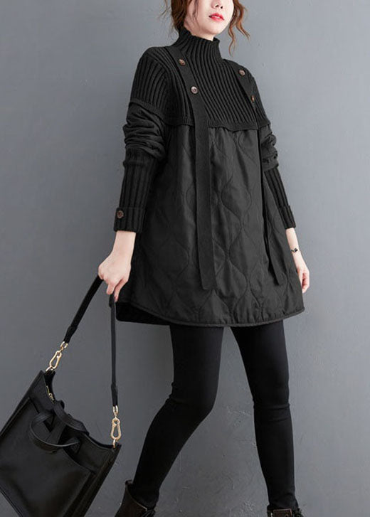 Dam Tröja Stickad Patchwork Vinter 3