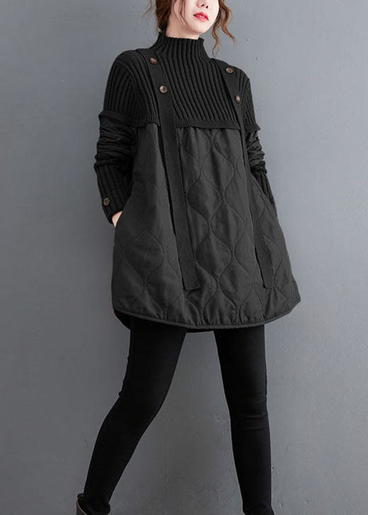 Dam Tröja Stickad Patchwork Vinter 4