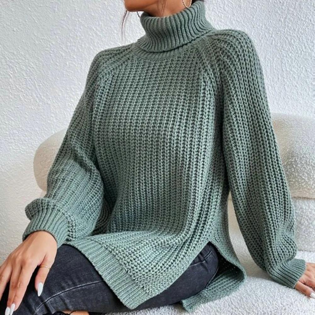 Dam Turtleneck Tröja Ribbad 3