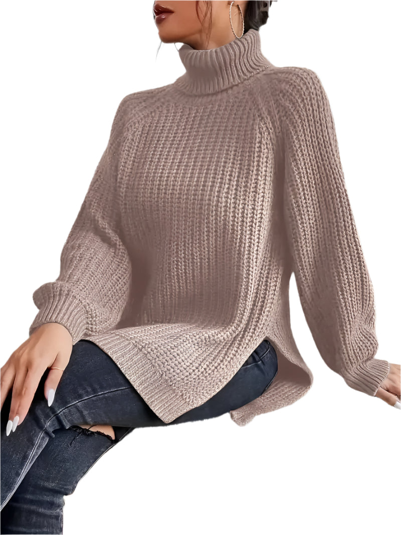 Dam Turtleneck Tröja Stickad Bomull 0