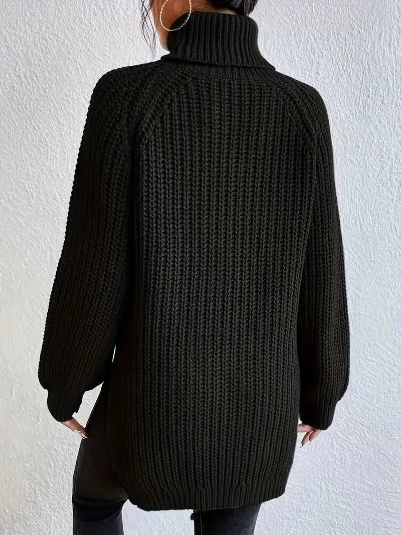 Dam Turtleneck Tröja Stickad Bomull 3