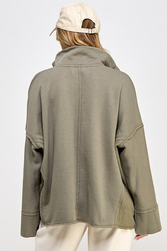 Dam V-Neck Pullover Dolmanärmar 2