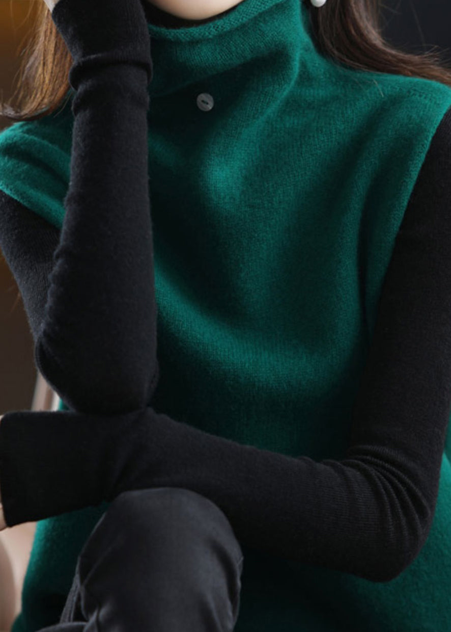 Dam Väst Hög Krage Stickad Trendig Design 4