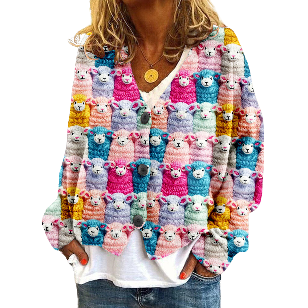 Dam Vintage Tröja med Fåremönster 0