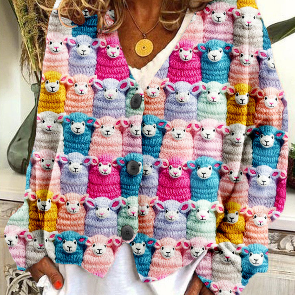 Dam Vintage Tröja med Fåremönster 2