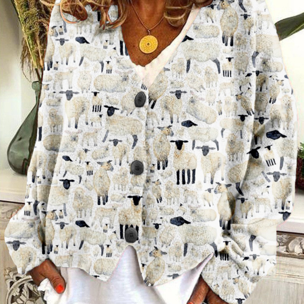 Dam Vintage Tröja med Fåremönster 4