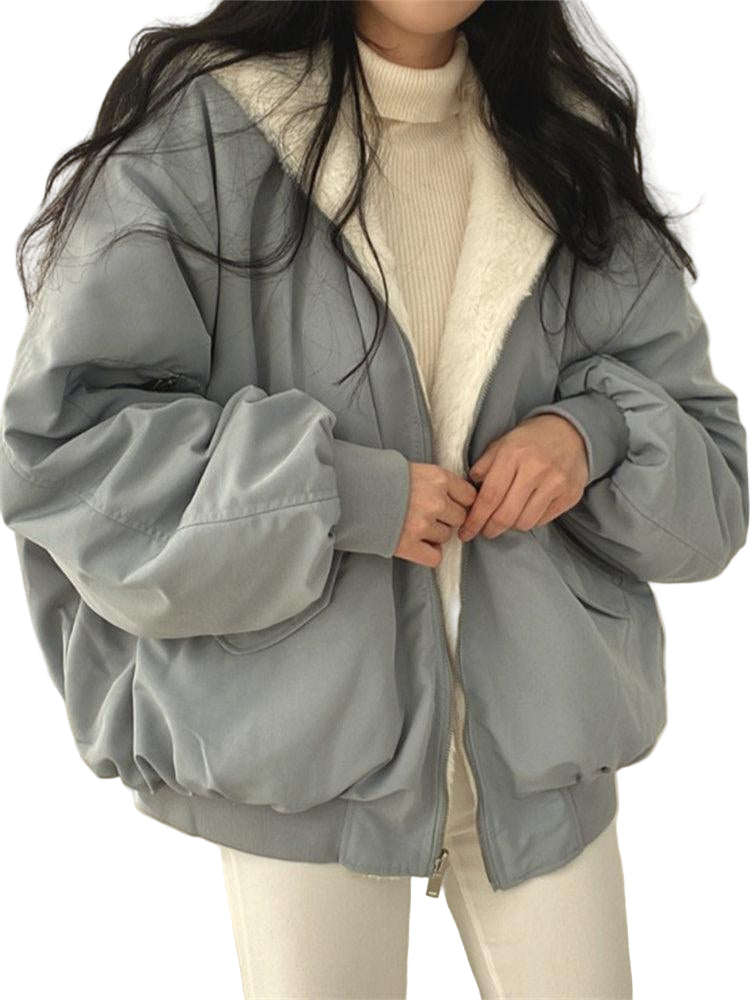 Dam Vinterjacka Oversize Mysig med Dragkedja 1