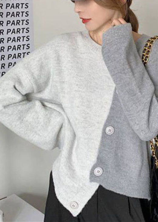 Dam Vintertröja Asymmetrisk Knappstickad 1