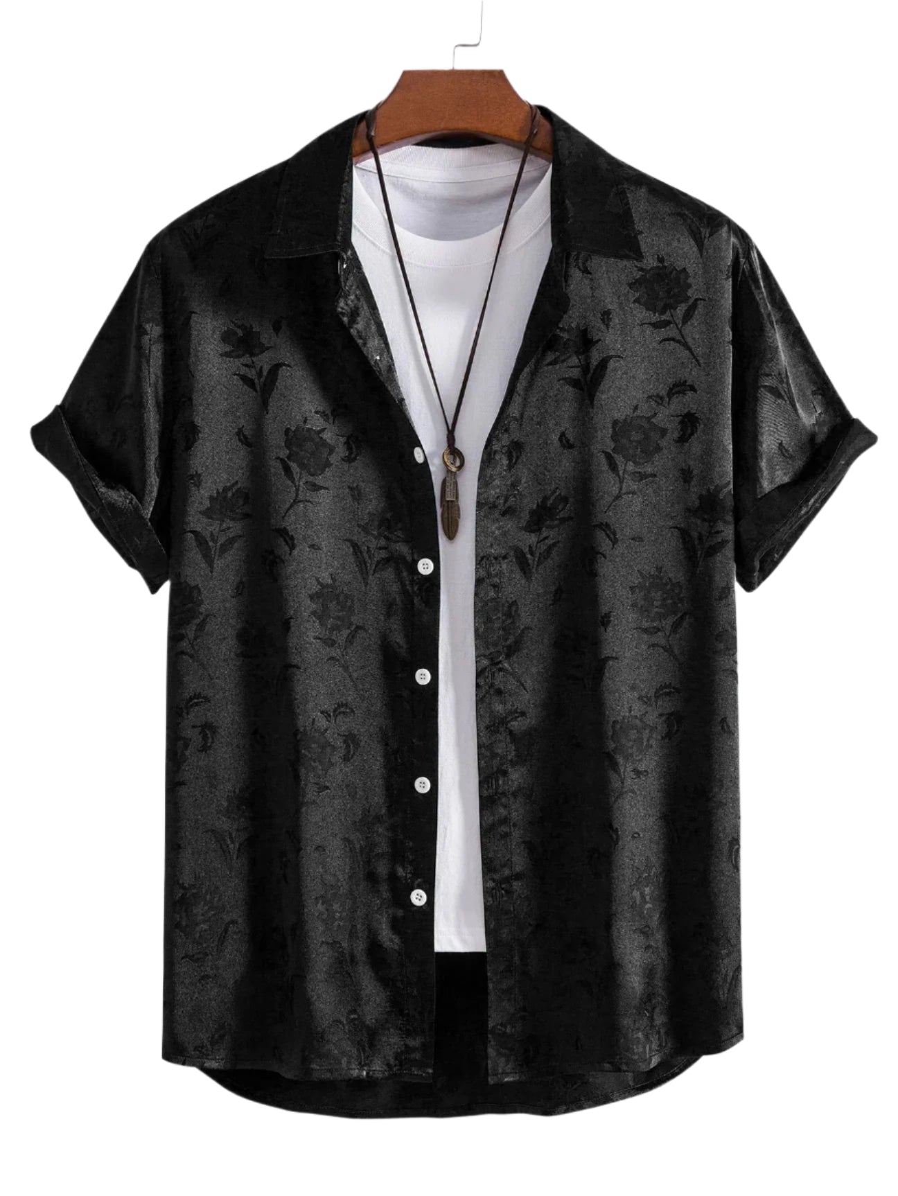 Damblus Broderad Blommönster Mjuk Material 0