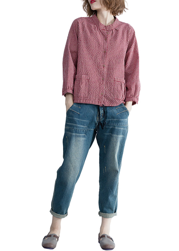 Damblus Långärmad med Plädmönster 0