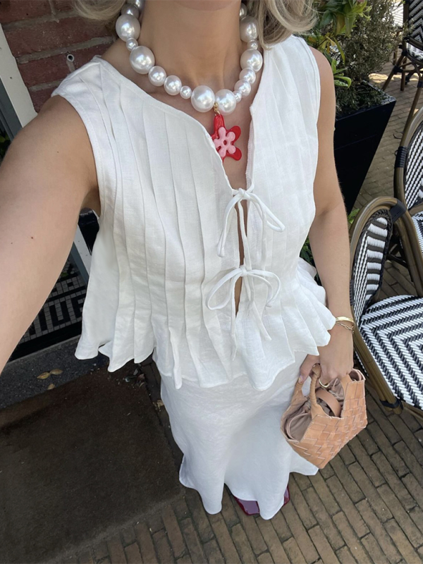 Damblus med Axlar Bomull Linne 7