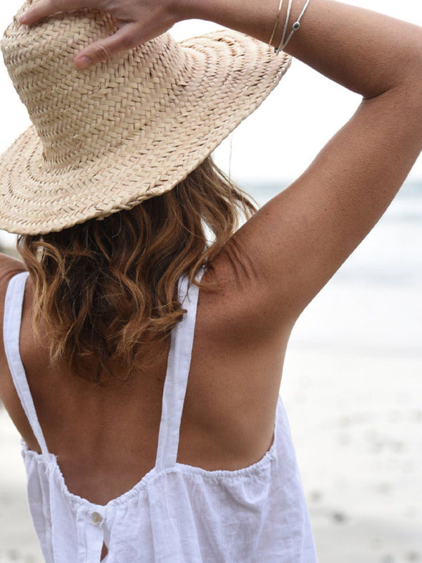 Damens Cropped Top Retro Design i Linne 5