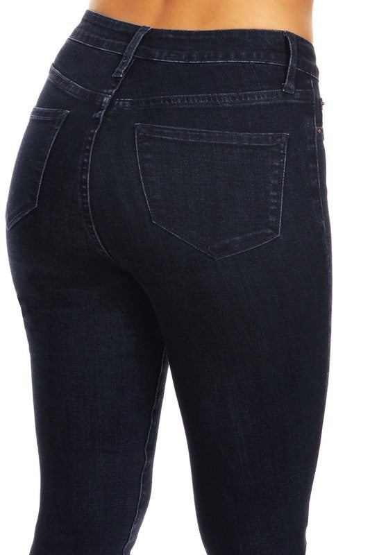 Damens Högmidjade Skinny Jeans Denim 4