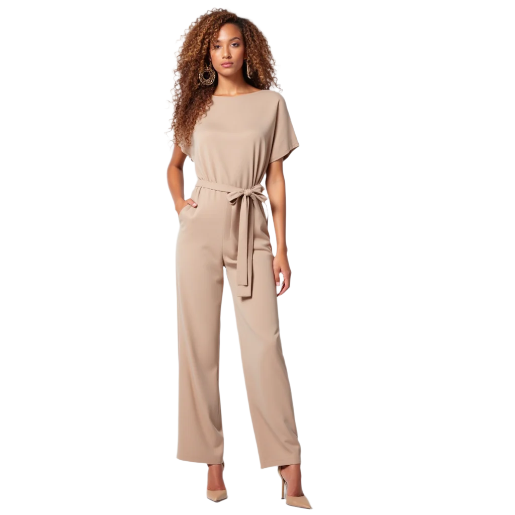 Damens Jumpsuit Med Laced Midja och Vida Ben 0