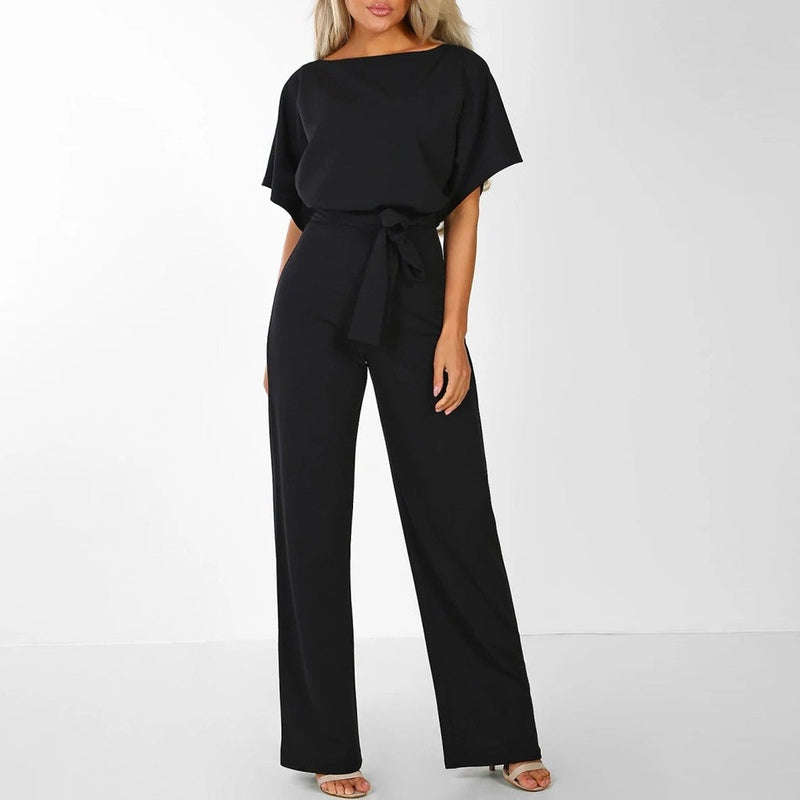Damens Jumpsuit Med Laced Midja och Vida Ben 2