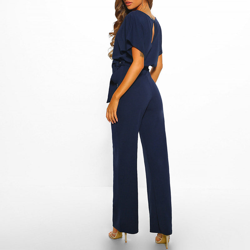 Damens Jumpsuit Med Laced Midja och Vida Ben 5