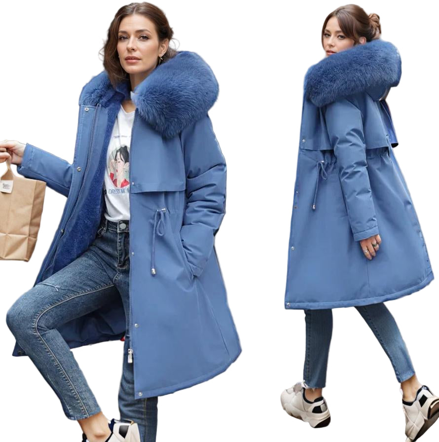 Damens Kviltad Kappa med Fuskpäls och Vattenavvisande Yta 0