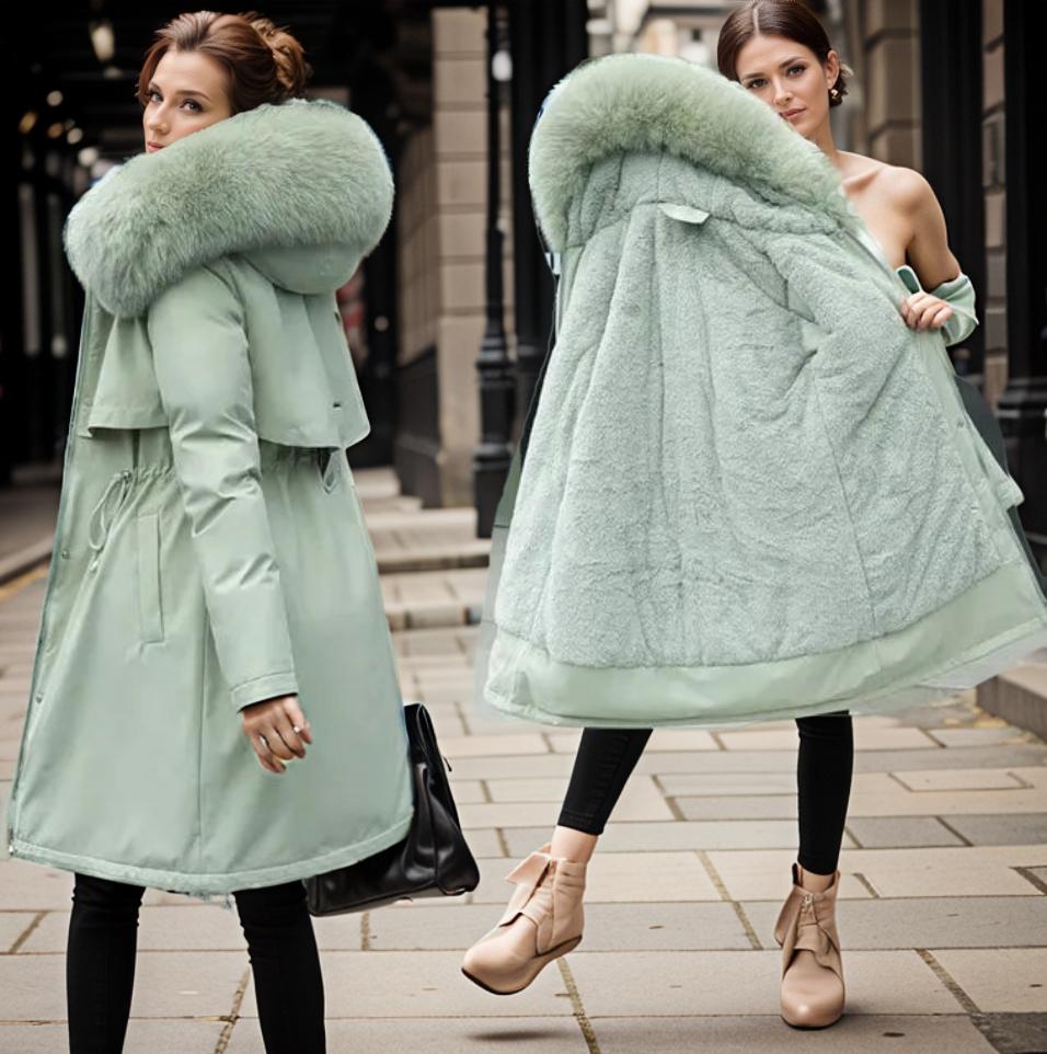 Damens Kviltad Kappa med Fuskpäls och Vattenavvisande Yta 3