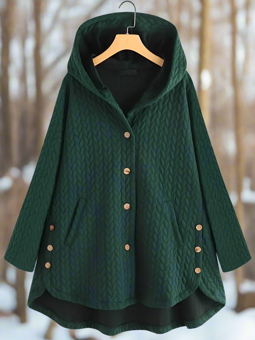 Damens Padded Jacka – Oversized Passform – Kviltad Textur – Huva – Asymmetrisk Söm 3