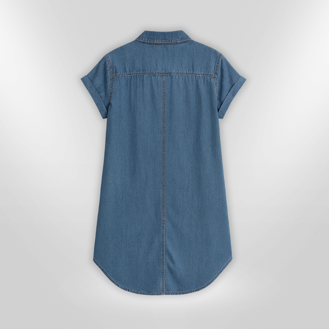 Damens Sommarklänning i Denim med Knäppning 4