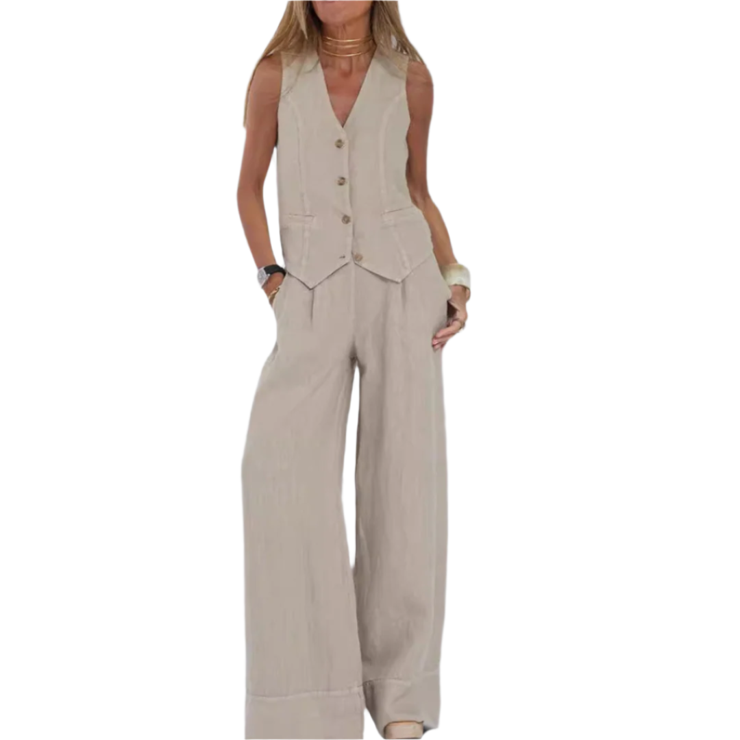 Damensemble med Justerad Top och Lätt Byxa 0