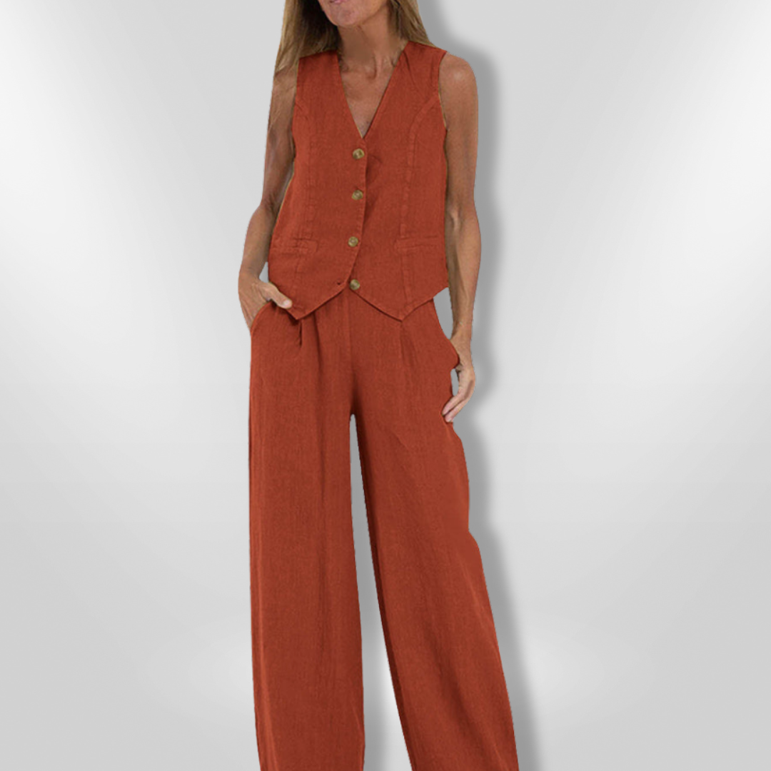 Damensemble med Justerad Top och Lätt Byxa 5