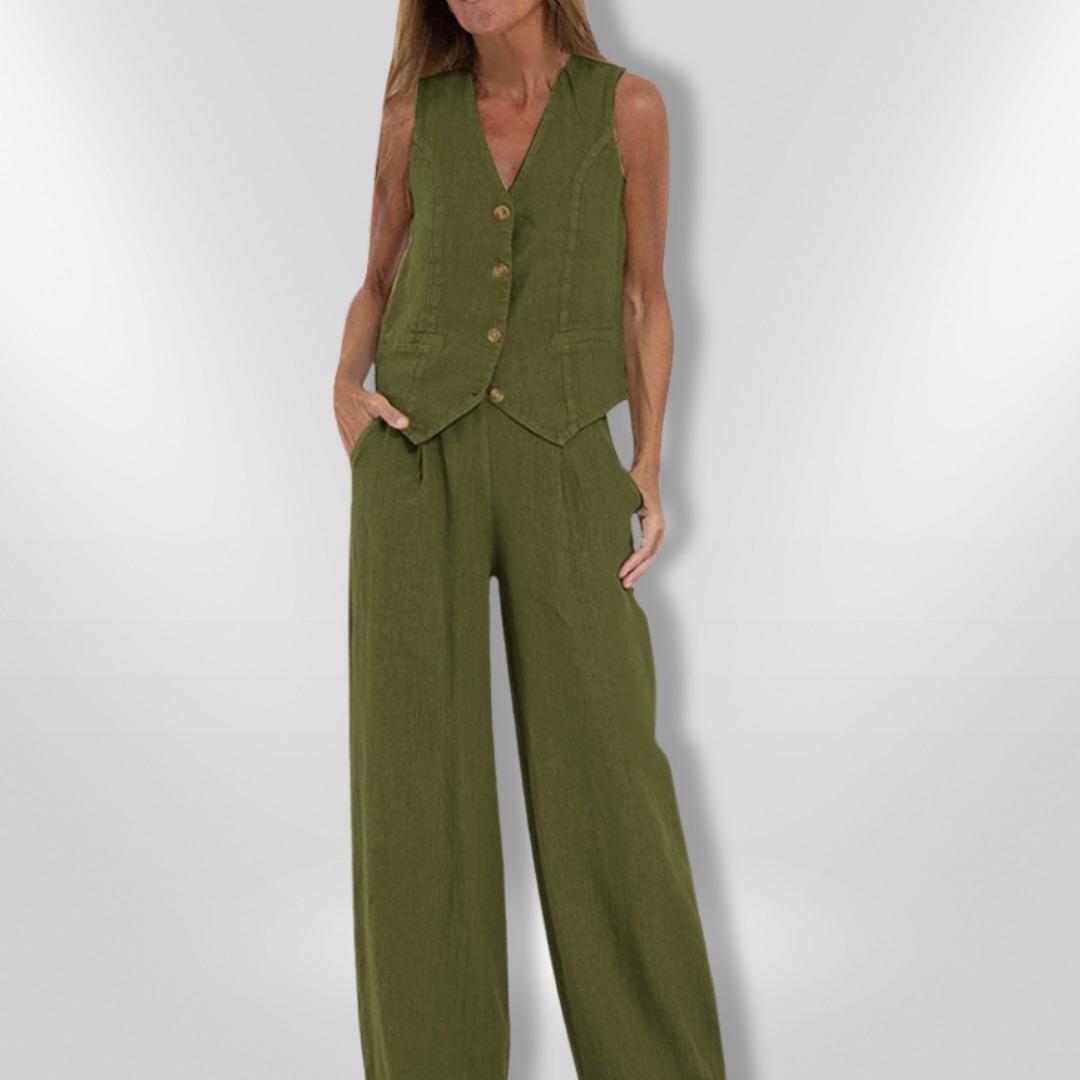 Damensemble med Justerad Top och Lätt Byxa 7