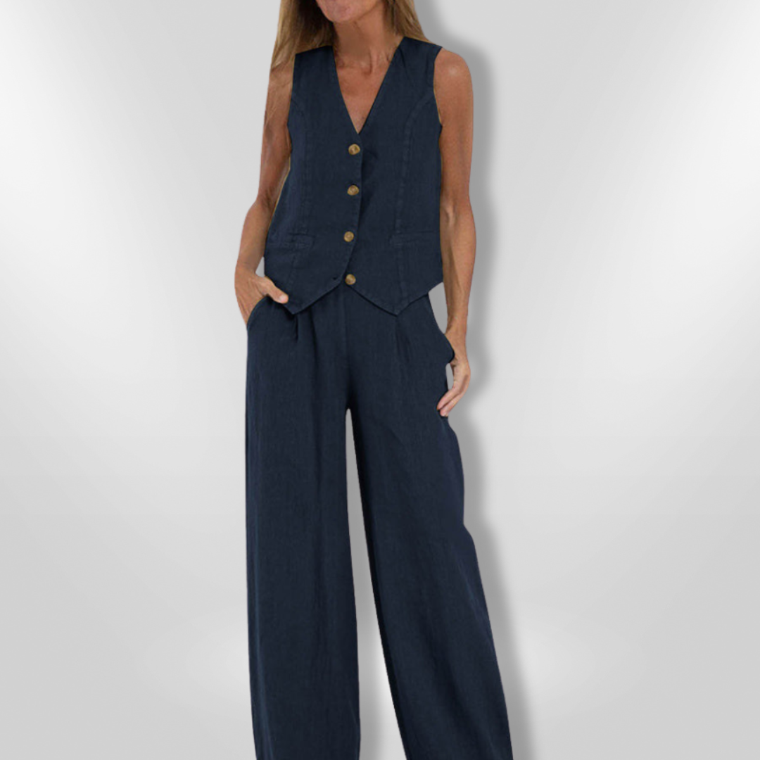 Damensemble med Justerad Top och Lätt Byxa 8