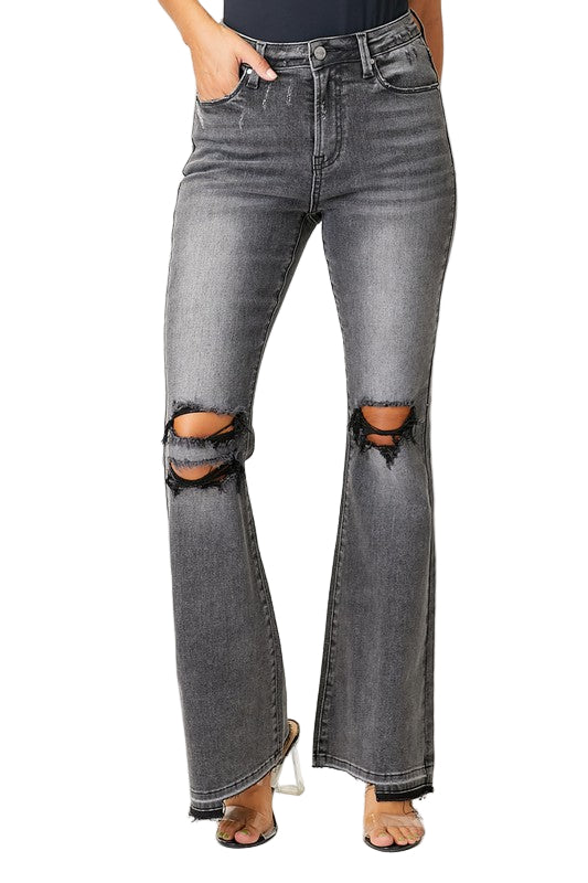 Damer Faded Flair Jeans Bomull Elastan 0