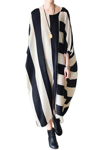 Damernas Baggy Klänning Randig Stilren Design 0