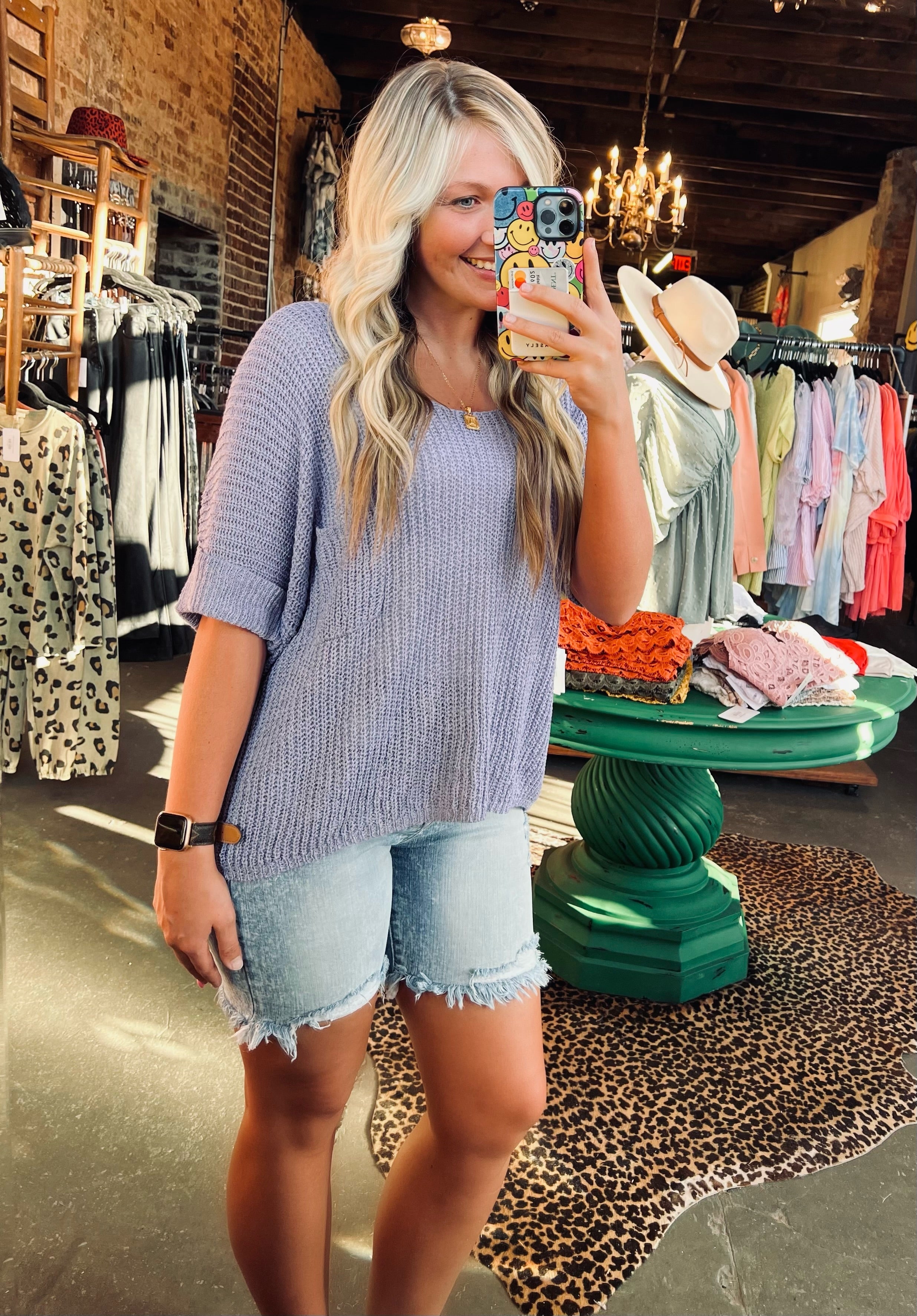 Damernas Bermuda Shorts Hög Midja Distressed 1