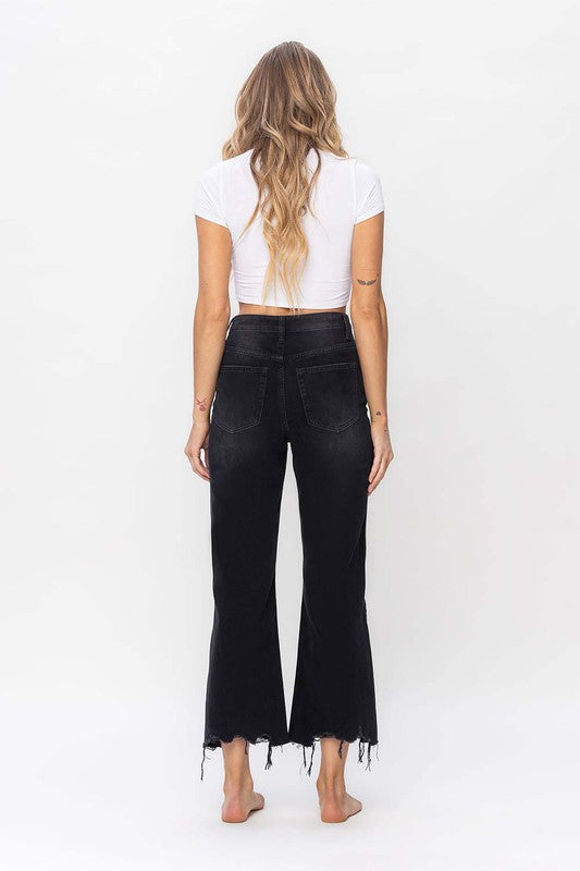 Damernas Cropped Flare Jeans i Vintage Stil 4