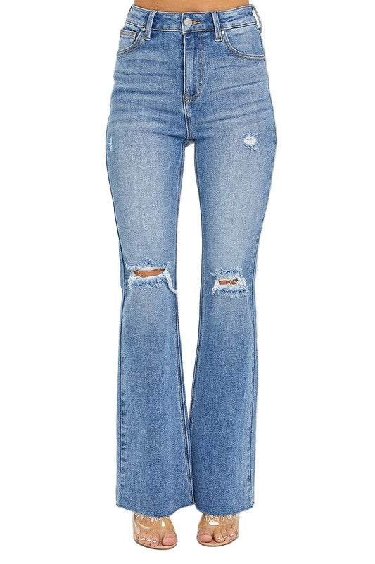 Damernas Flared Jeans Hög Midja Medium Denim 0
