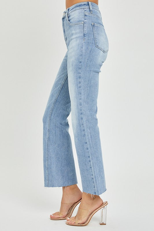 Damernas Högmidjade Crop Flare Ljus Denim 3