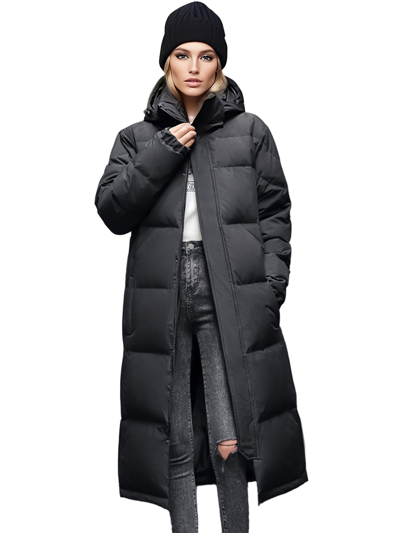 Damernas Långa Dunjacka Oversized 0