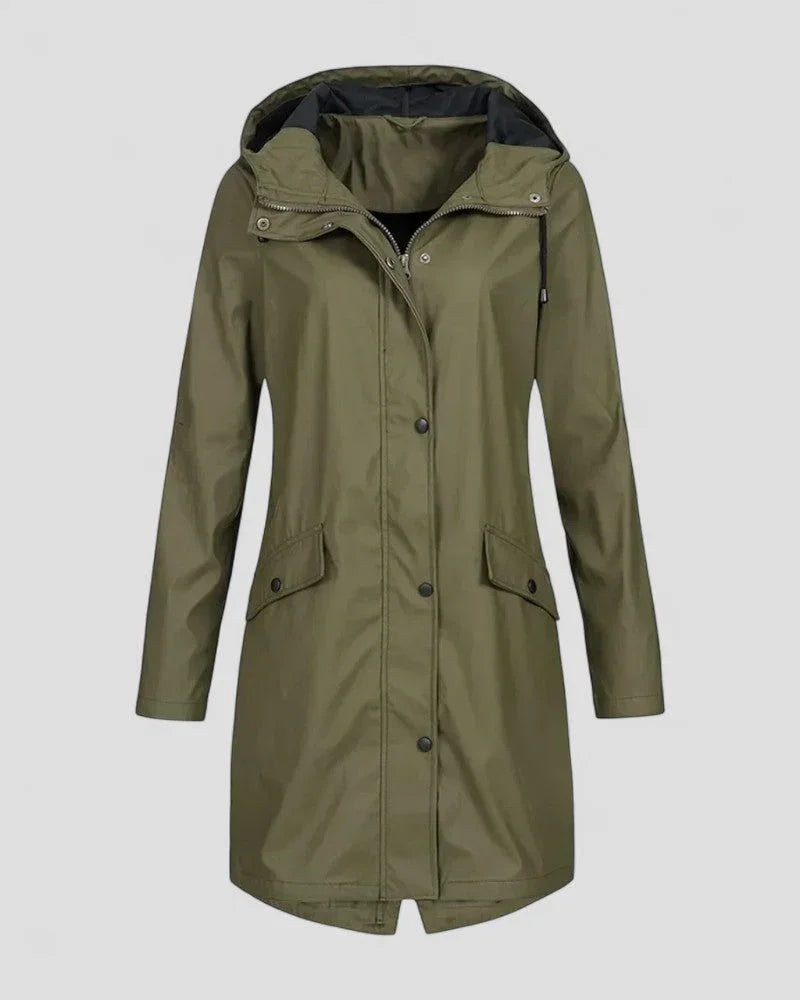 Damernas Långa Regnjacka med Huva 2