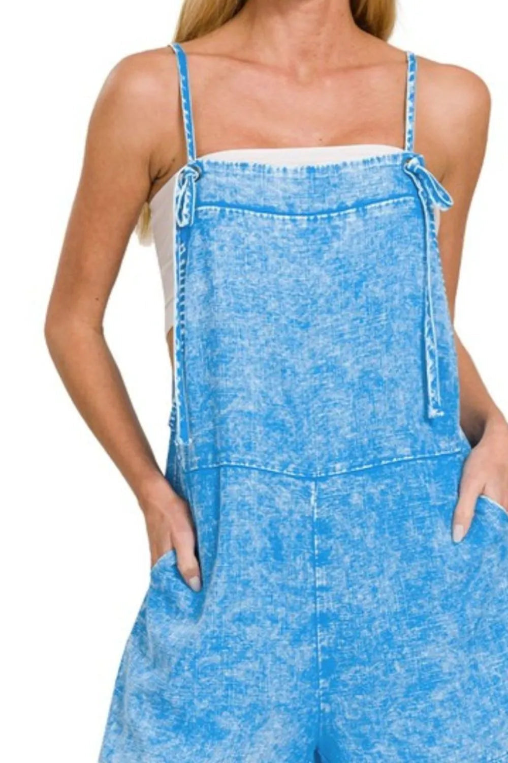 Damernas Romper Justerbara Spaghettiband Tvättad Linne 2