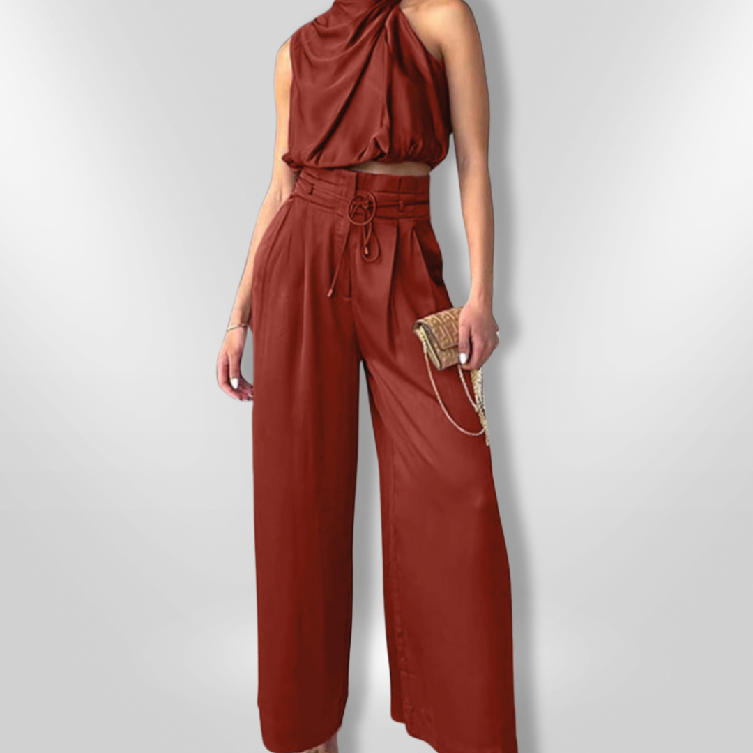 Damernas Tvådelade Set Draperad Polyester 4