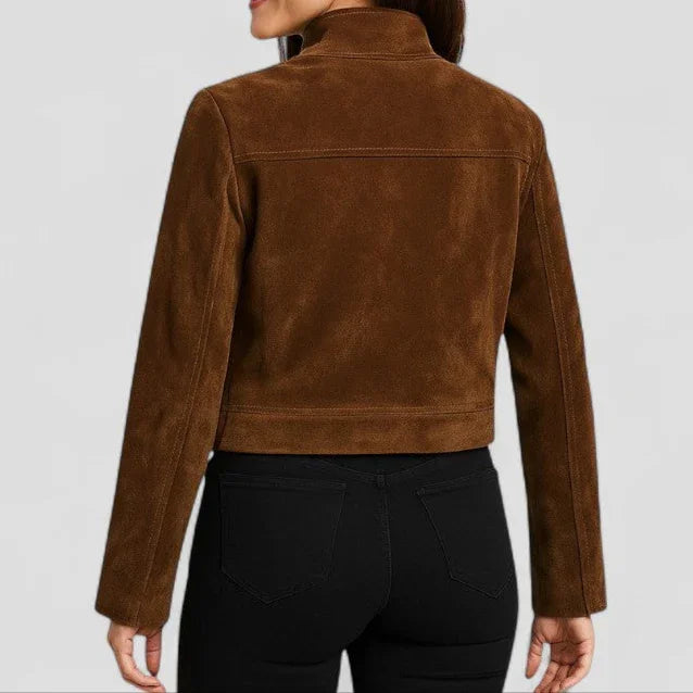 Damjacka Kort Design Med Dragkedja och Minimalistiska Sömdetaljer 1