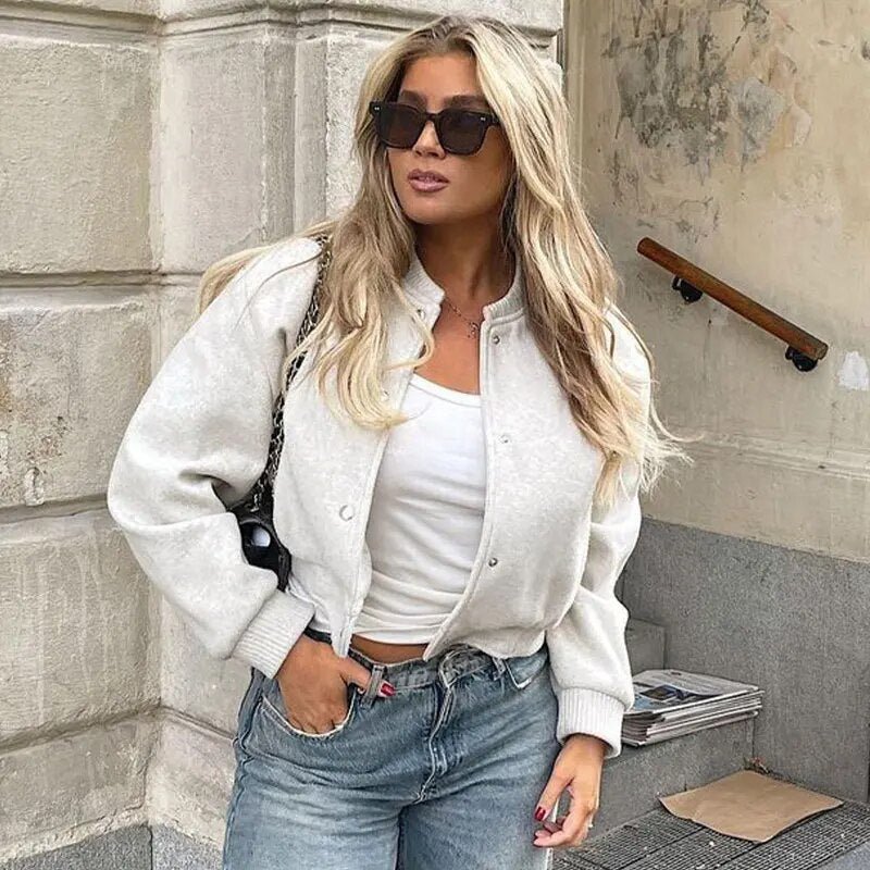 Damjacka Kort Trendig Bomberjacka för Avslappnad Stil 1