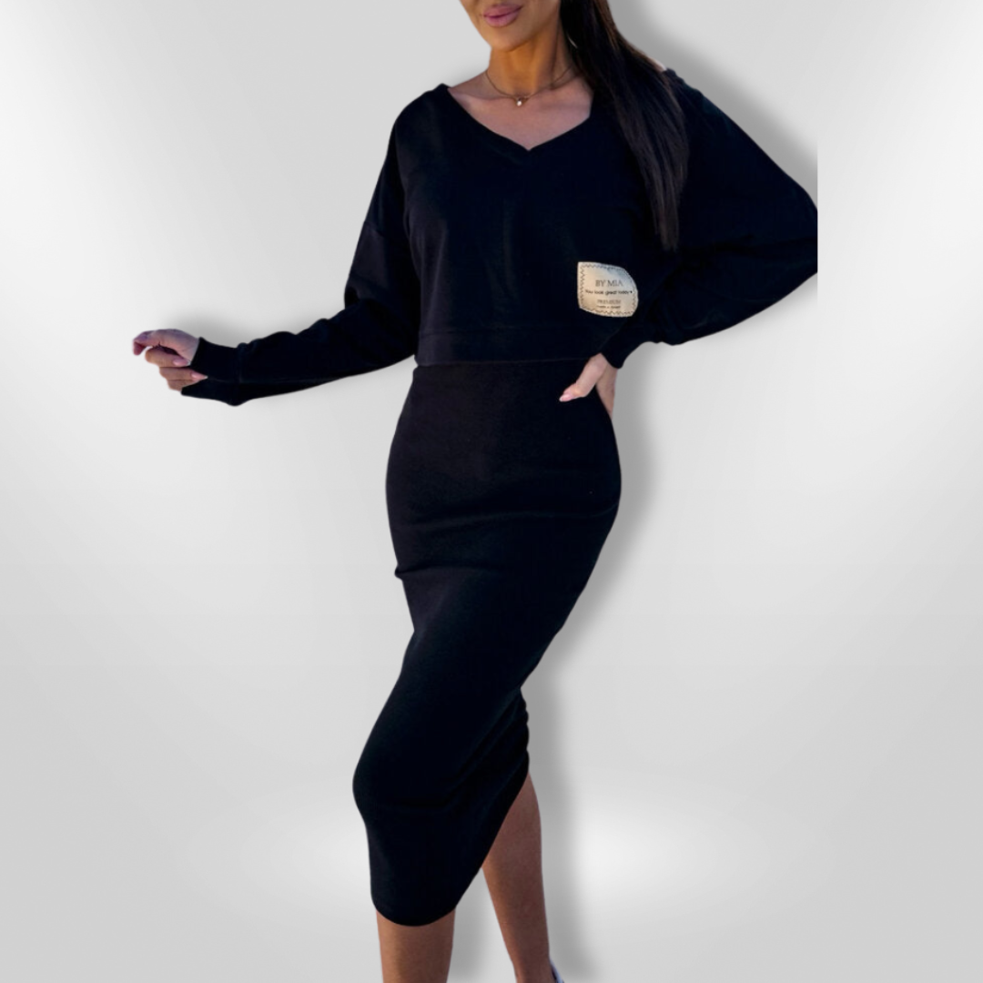 Damklänning och Sweatshirt Set Trendig Midi 1