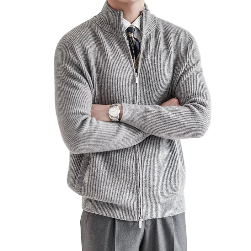 Damstickad Cardigan Ribbstruktur Normal Passform 4