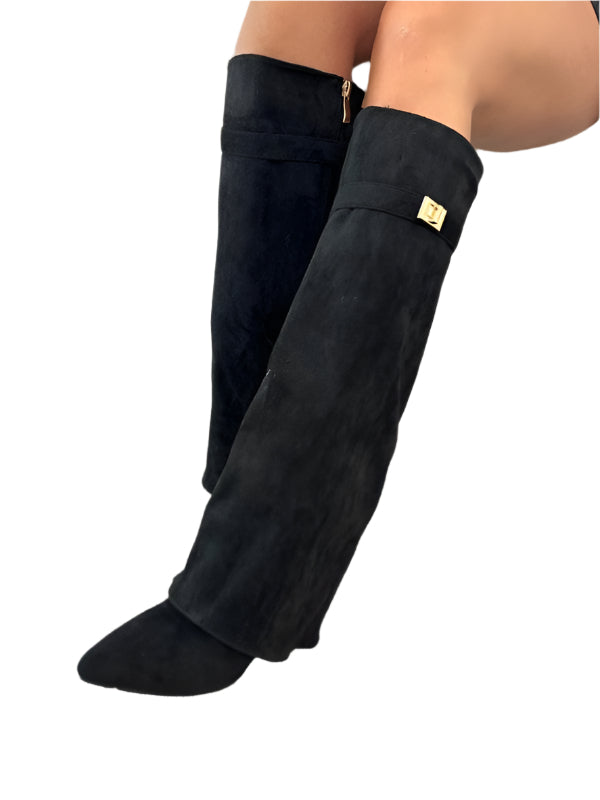 Damstövlar med Blockklack och Läderdesign 0