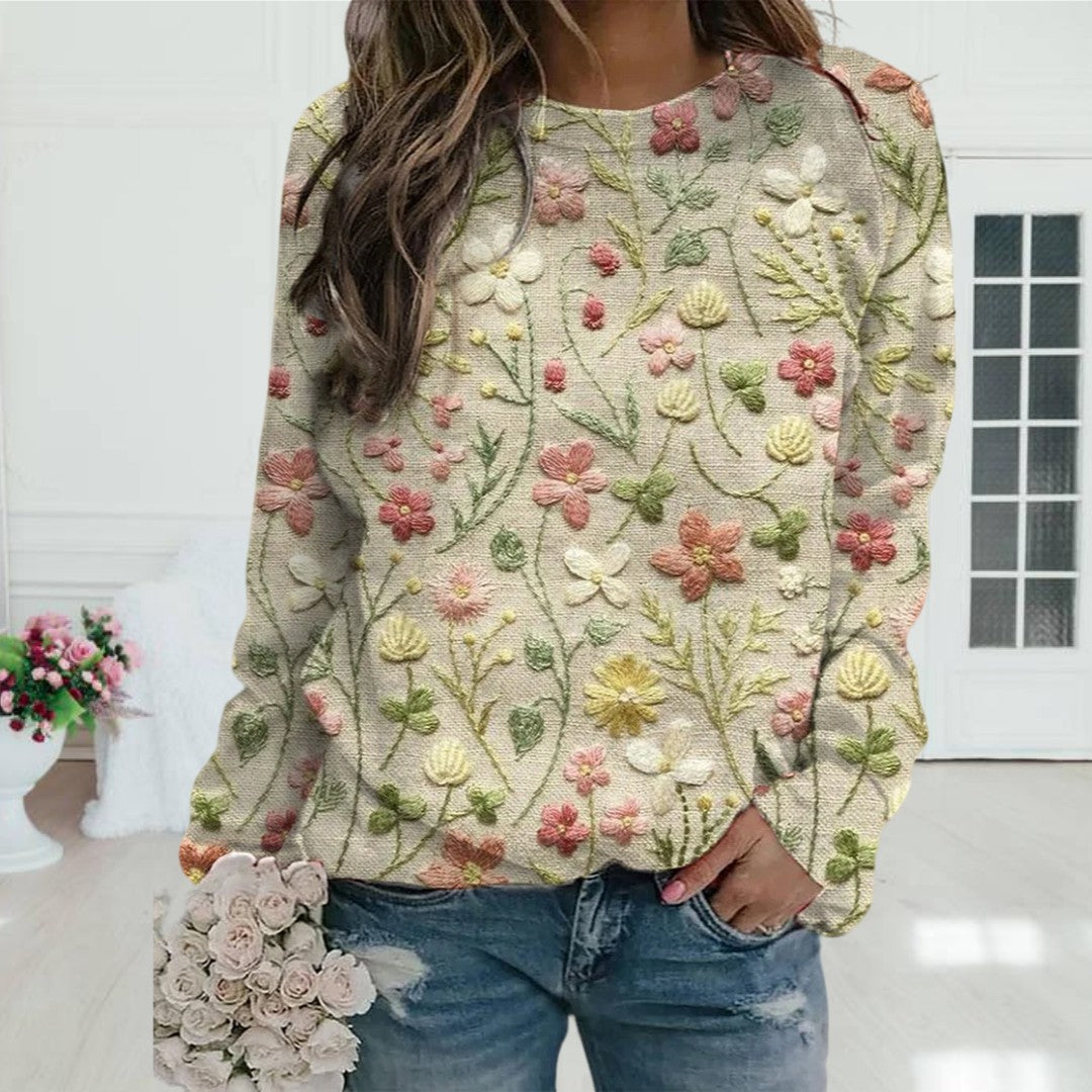 Damtröja med blommönster för vårmode 0