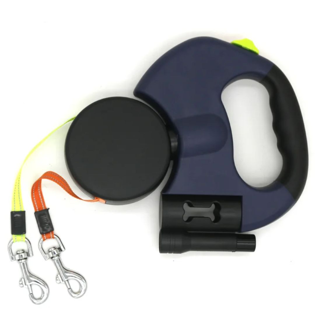 Dubbelt Hundkoppel med Ficklampa och 360-graders Trasslingsmekanism 6